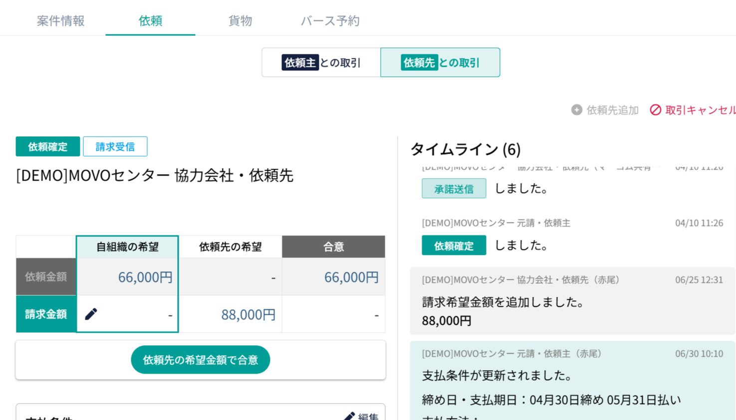 配送依頼