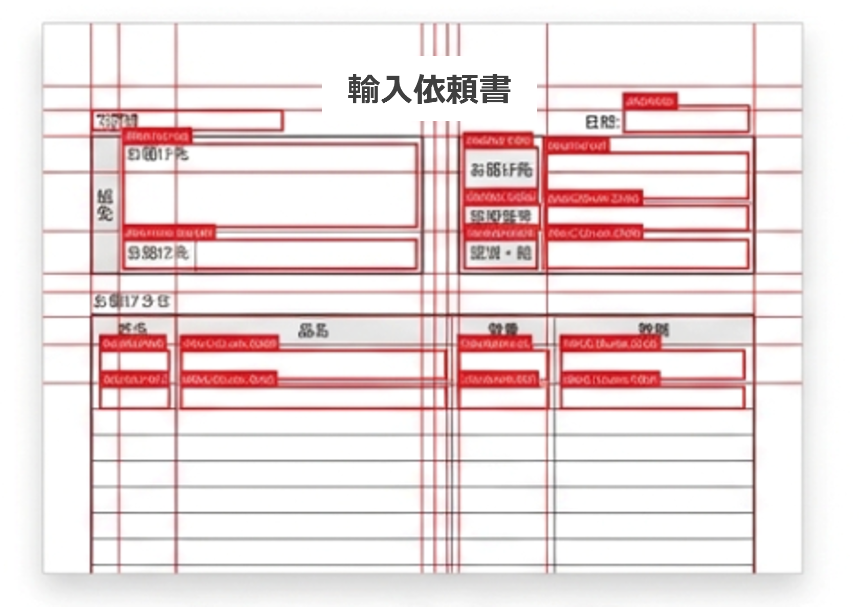 従来のAI-OCR：帳票ごとに座標定義が必要なイメージ